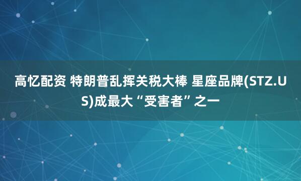 高忆配资 特朗普乱挥关税大棒 星座品牌(STZ.US)成最大“受害者”之一