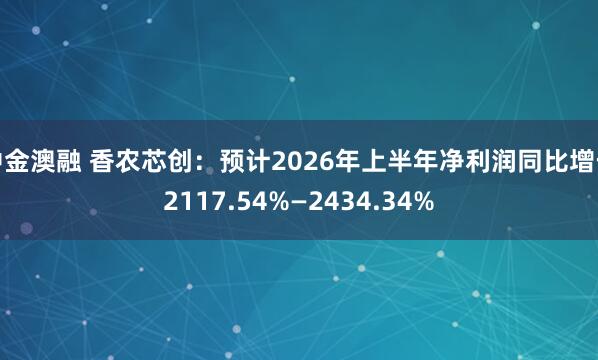 中金澳融 香农芯创：预计2026年上半年净利润同比增长2117.54%—2434.34%